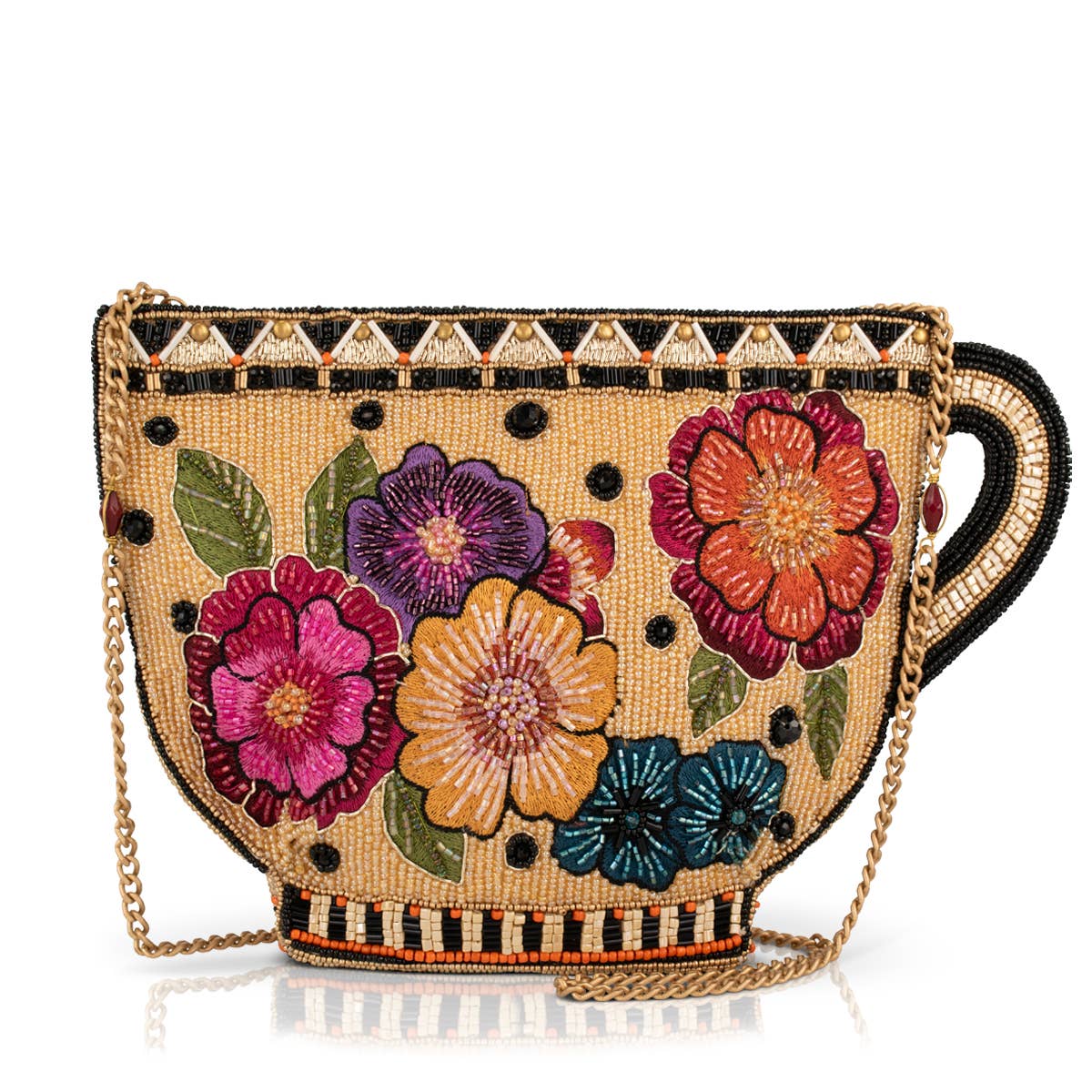 Tea Party beaded and embroidered crossbody bag