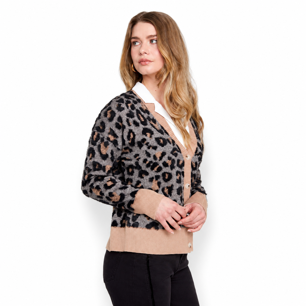 Renuar Animal Jacquard Knit Cardigan