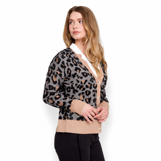 Renuar Animal Jacquard Knit Cardigan