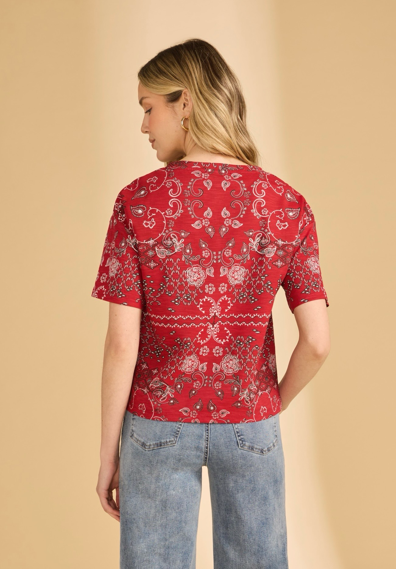 FDJ Short Sleeve Embellished Top, Style 3992476
