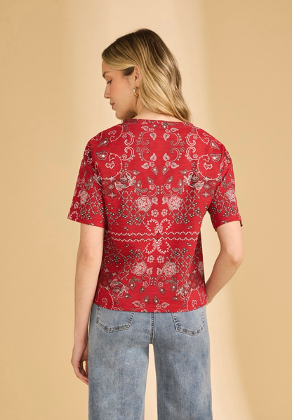 FDJ Short Sleeve Embellished Top, Style 3992476