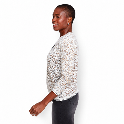 Renuar Animal Print Cotton Sweater