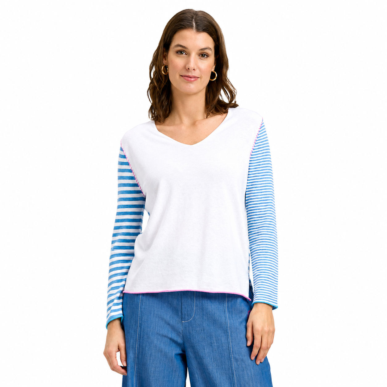 Zaket & Plover Striped V-Neck Sweater