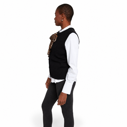 Renuar Leopard Print Tie Vest