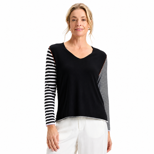 Zaket & Plover Striped V-Neck Sweater