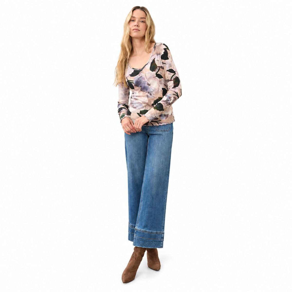 FDJ Long Sleeve V-Neck Top