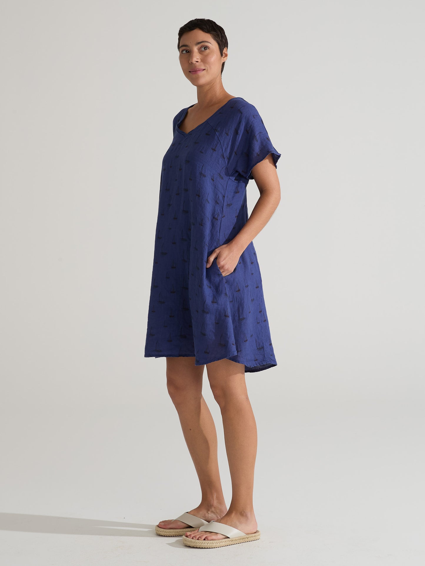 Cut Loose V-Neck Swing Dress, Style #4181141