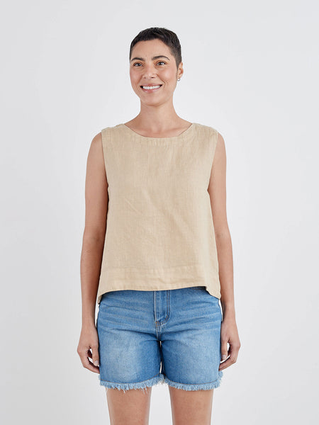 Cut Loose Hanky Linen Hi-Low Tank Top, Style #4205717