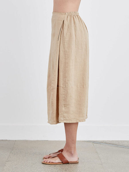 Cut Loose Hanky Linen Side Pleat Skirt, Style #4209524