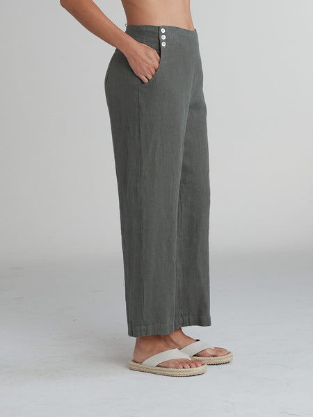 Cut Loose Solid Linen Button Trouser, Style #4402853