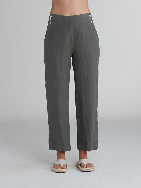 Cut Loose Solid Linen Button Trouser, Style #4402853