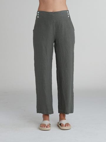 Cut Loose Solid Linen Button Trouser, Style #4402853