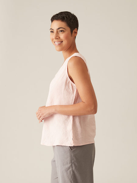 Cut Loose Solid Linen V-Neck Bias Tank, Style #4405103