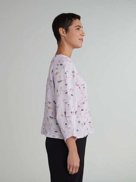 Cut Loose Violine Graffiti Floral Crop Shirt, Style 4636806