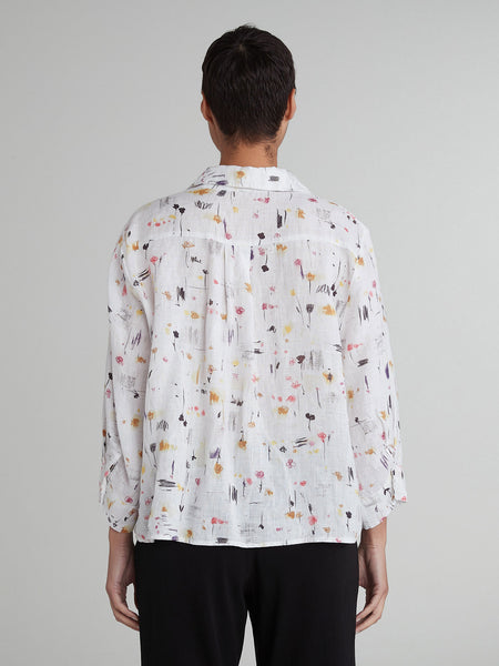 Cut Loose Violine Graffiti Floral Crop Shirt, Style 4636806
