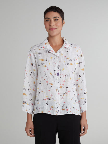 Cut Loose Violine Graffiti Floral Crop Shirt, Style 4636806