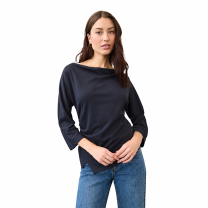 FDJ 3/4 Sleeve Cowl Boat Neck Top