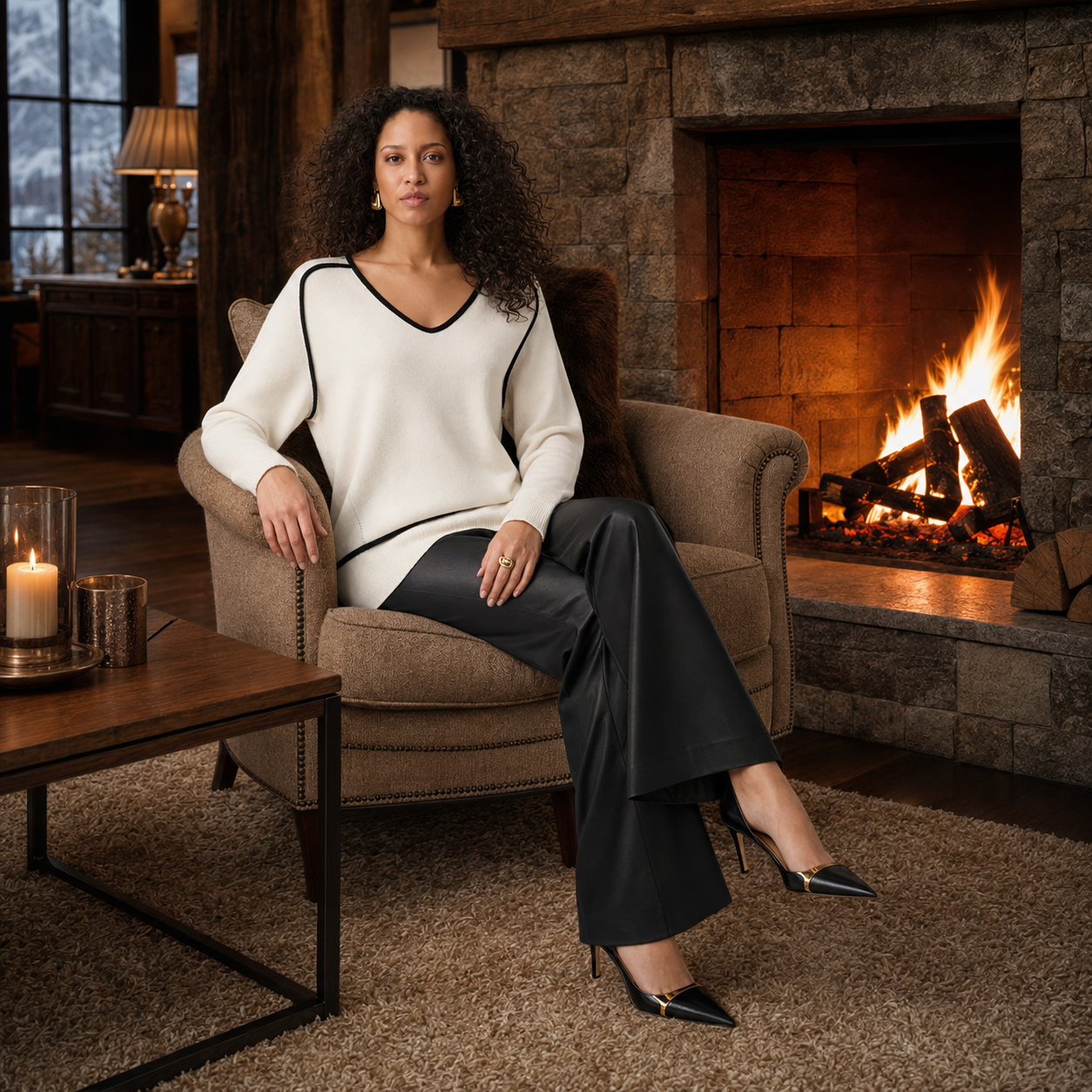 Joseph Ribkoff Cashmere And Wool Contrast trim Sweater Style 263941