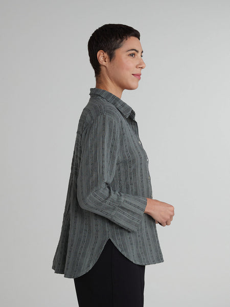Cut Loose Pinstripe Linen Crop Easy Shirt, Style #5146986
