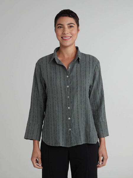 Cut Loose Pinstripe Linen Crop Easy Shirt, Style #5146986