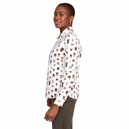 Renuar Dog Print Crisp Poplin Shirt