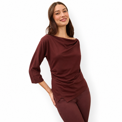 FDJ 3/4 Sleeve Cowl Boat Neck Top