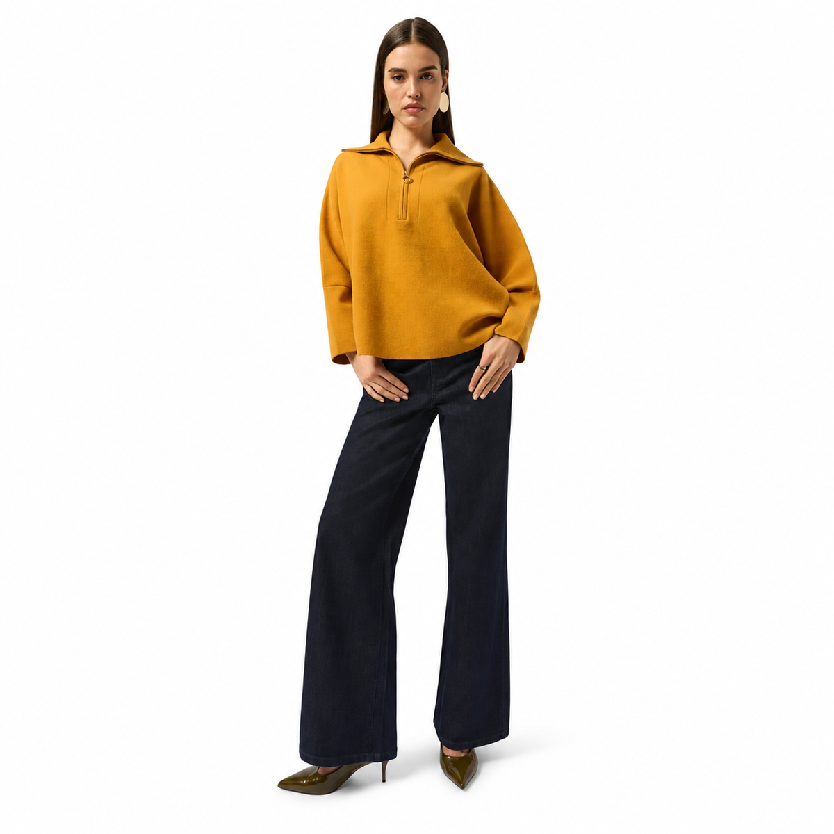 Joseph Ribkoff Mid-Rise Wide-Leg Jeans, Style #251968