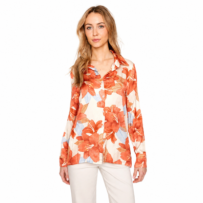 Renuar Floral Satin Blouse