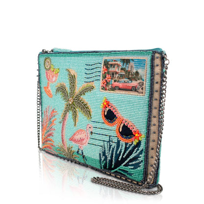 Coastal Notes Tropical Postcard Beaded Crossbody Handbag