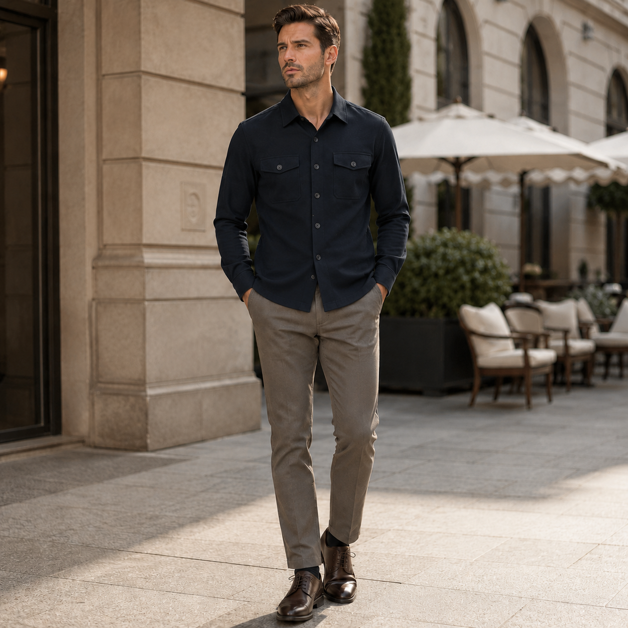 Soul of London Shirt Jacket - Navy
