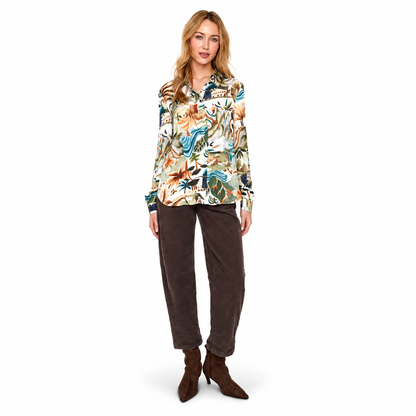 Renuar Printed Luxe Satin Blouse