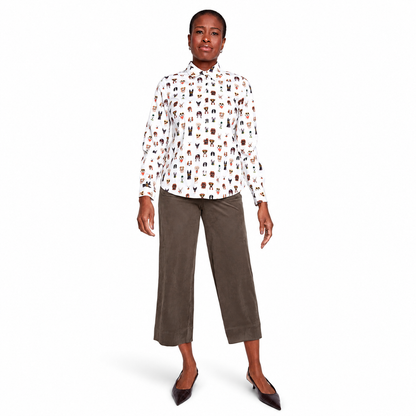 Renuar Dog Print Crisp Poplin Shirt