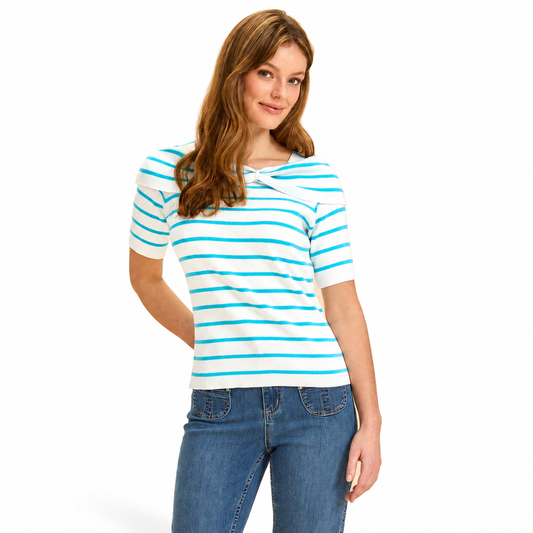 FDJ Striped Boatneck Top