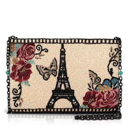Parisian beaded crossbody bag with Eiffel tower