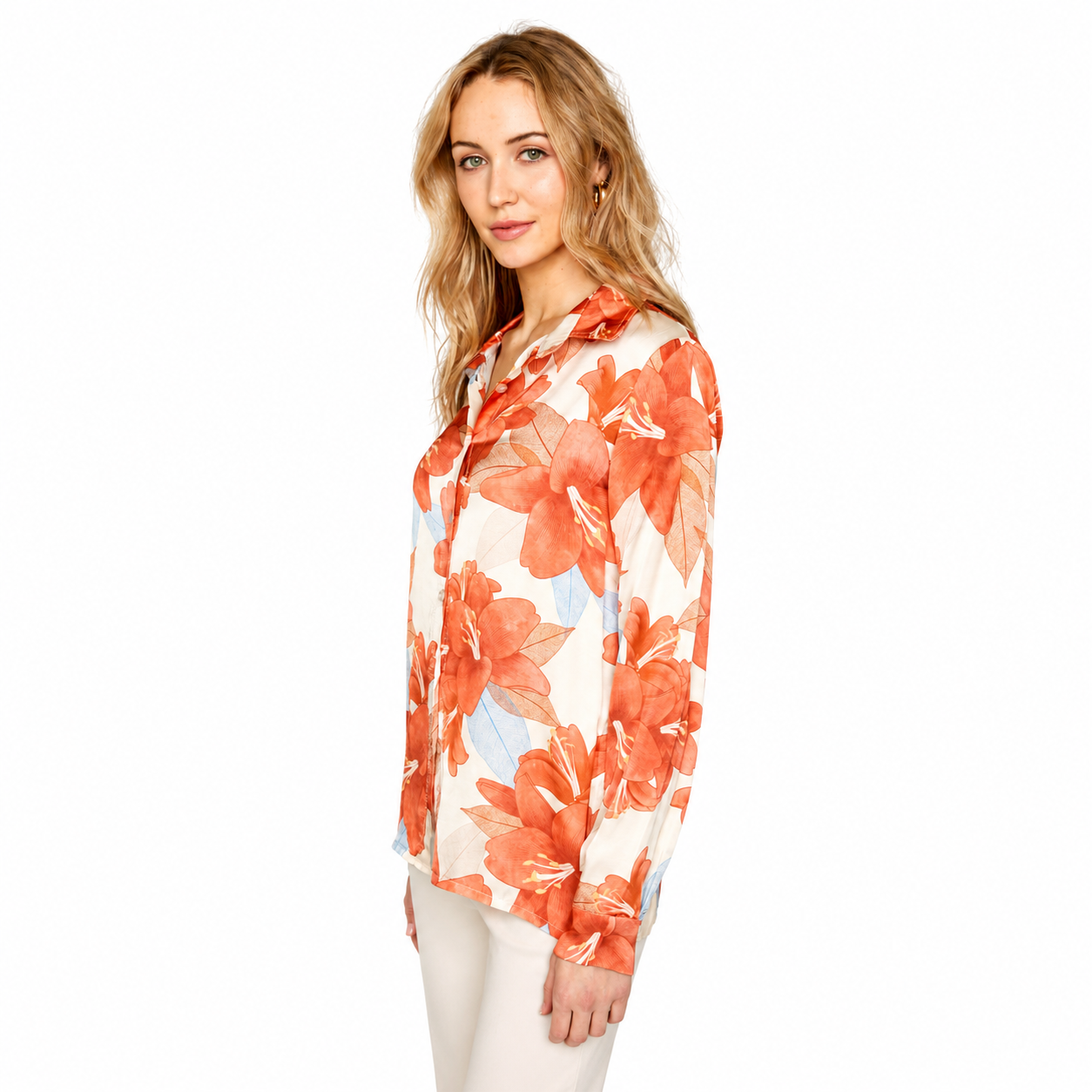 Renuar Floral Satin Blouse