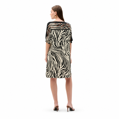 Joseph Ribkoff Recycled Woven Animal Print Straight Dress, Style 262229