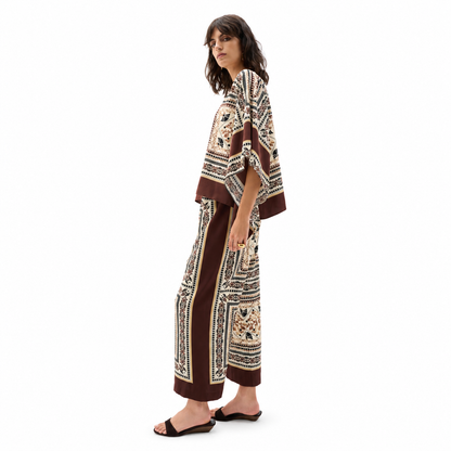 Joseph Ribkoff Scarf Print Wide-Leg Pull-On Pants, Style 262261