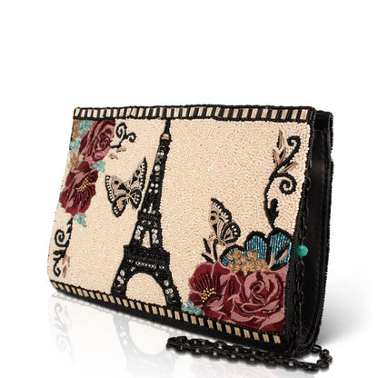 Parisian beaded crossbody bag with Eiffel tower