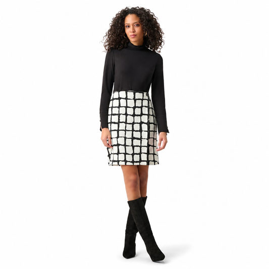 Joseph Ribkoff Abstract Jacquard A-Line Pull-On Skirt Style 263091
