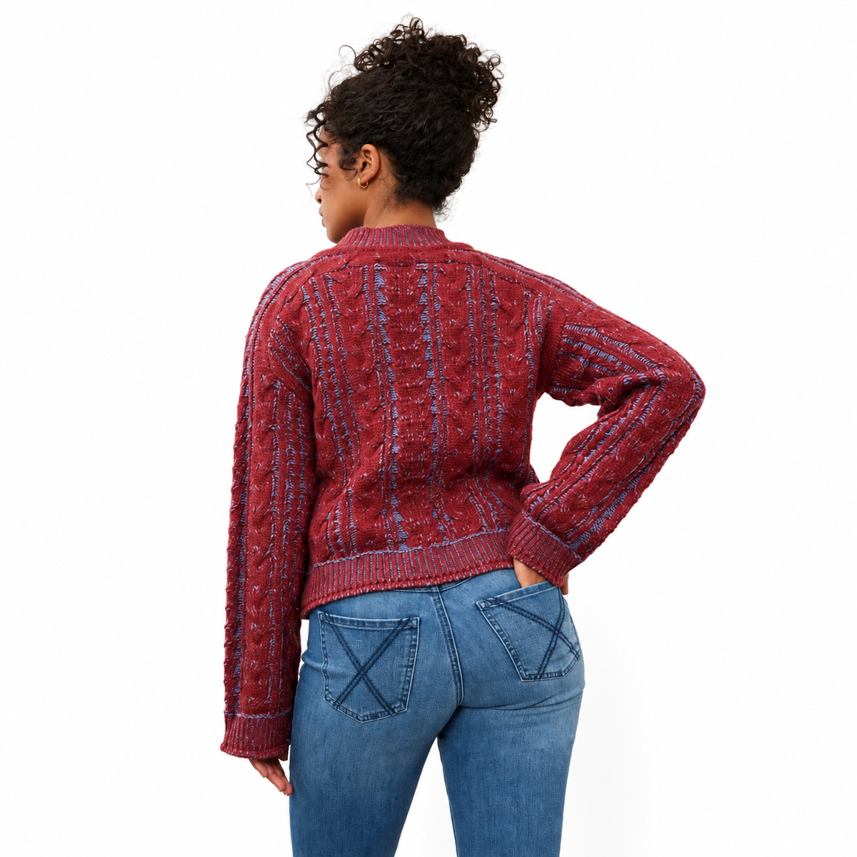 FDJ Long Sleeve Cable Sweater