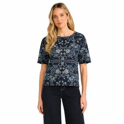 FDJ Short Sleeve Embellished Top