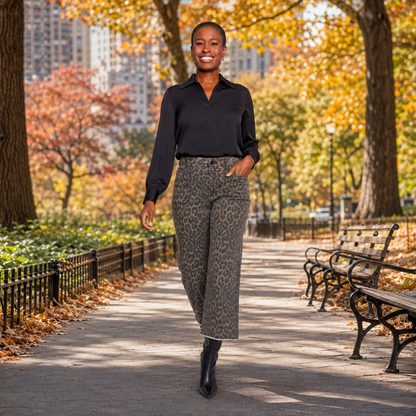 Renuar Luxe Tencel Cropped Wide Leg Pant