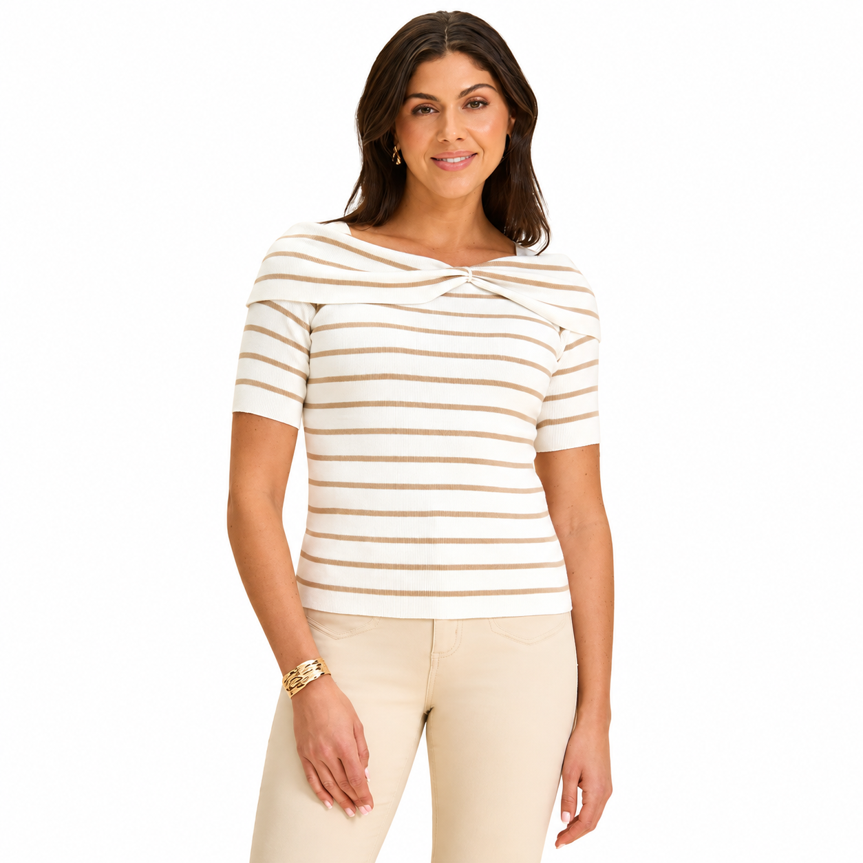 FDJ Striped Boatneck Top