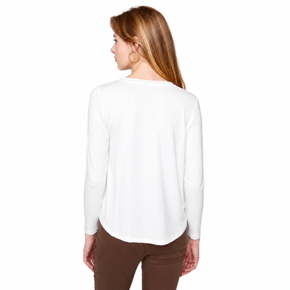 Renuar Fall Floral Mixed Media Long Sleeve Top