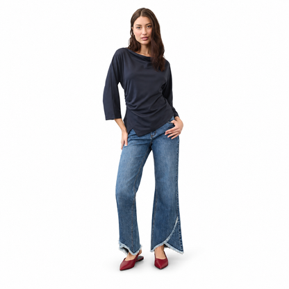 FDJ 3/4 Sleeve Cowl Boat Neck Top