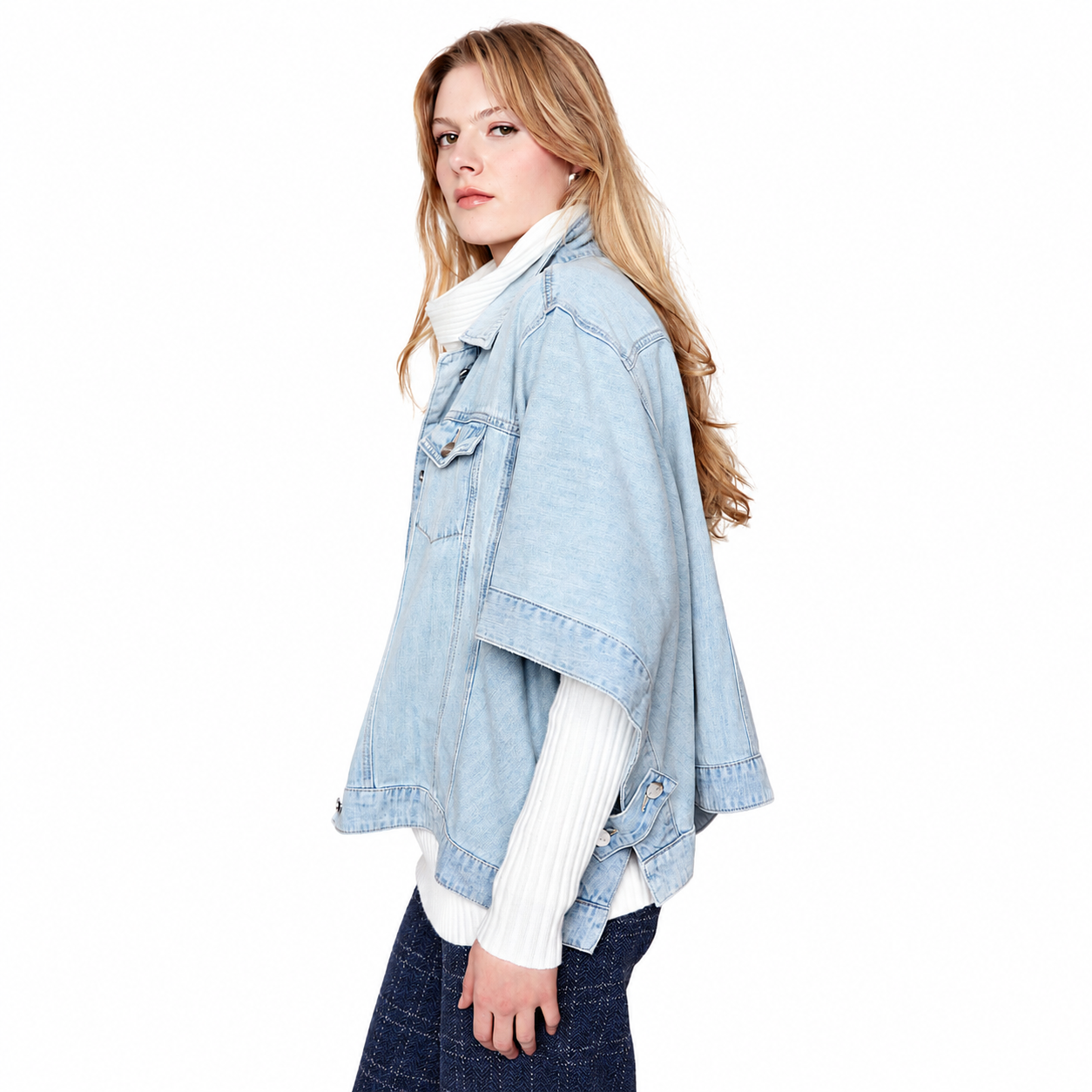 Renuar Washed Denim Poncho