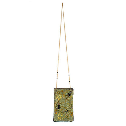 Olive Branch Beaded and Embroidered Crossbody Phone Bag