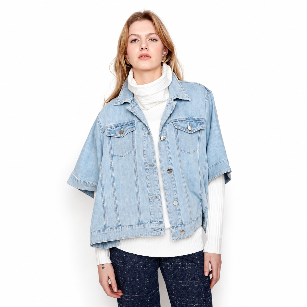 Renuar Washed Denim Poncho