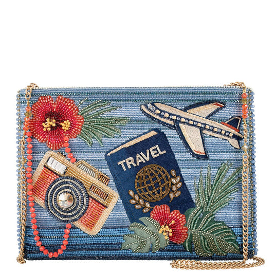 Where To Next Travel Inspired Beaded Crossbody Bag