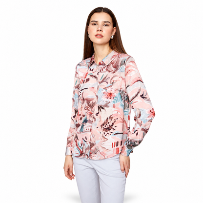Renuar Printed Luxe Satin Blouse